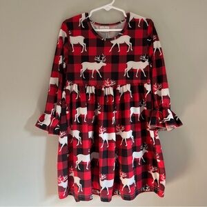 Red and Black Buffalo Check Plaid Moose Dress Size Girls XL